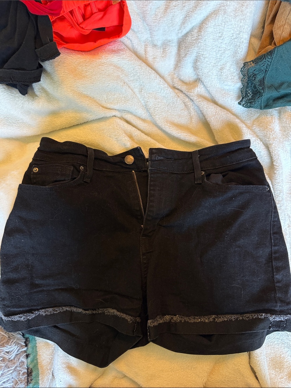 Signature by Levi Strauss Black High-Rise Raw Hem Denim Shorts